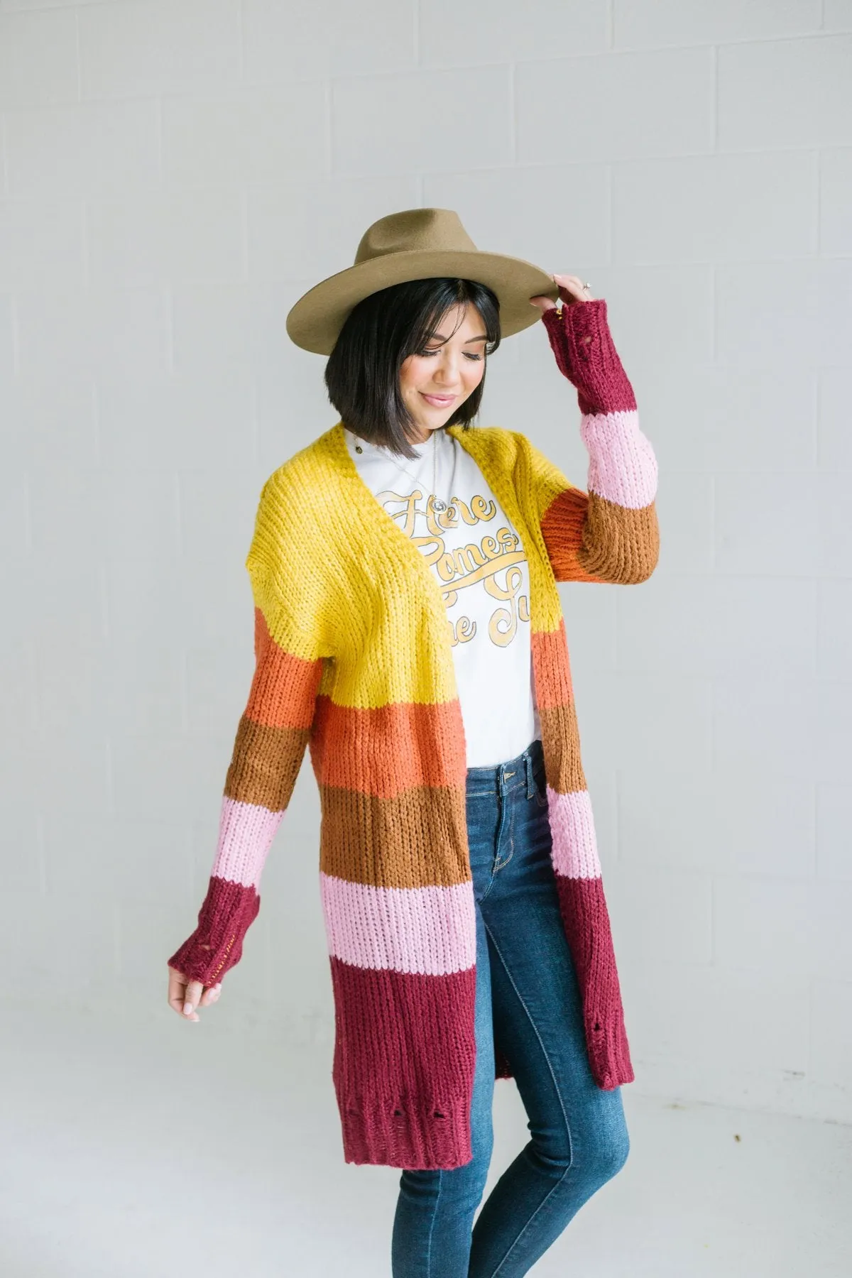 Multi Striped Sweater Cardigan