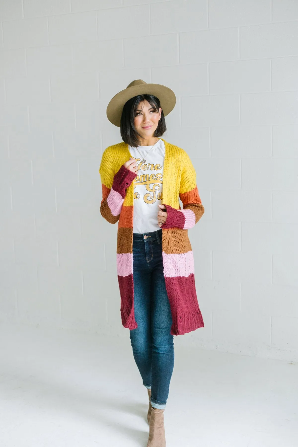 Multi Striped Sweater Cardigan
