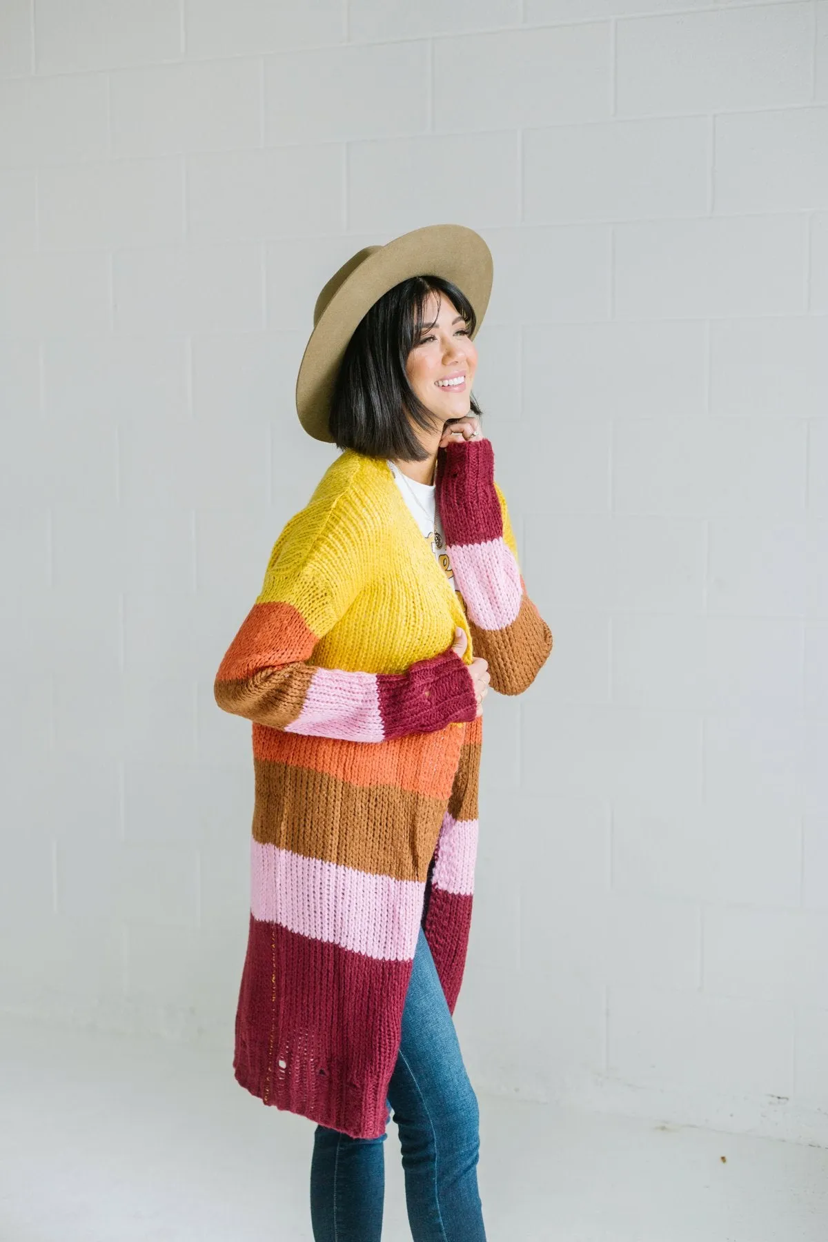 Multi Striped Sweater Cardigan