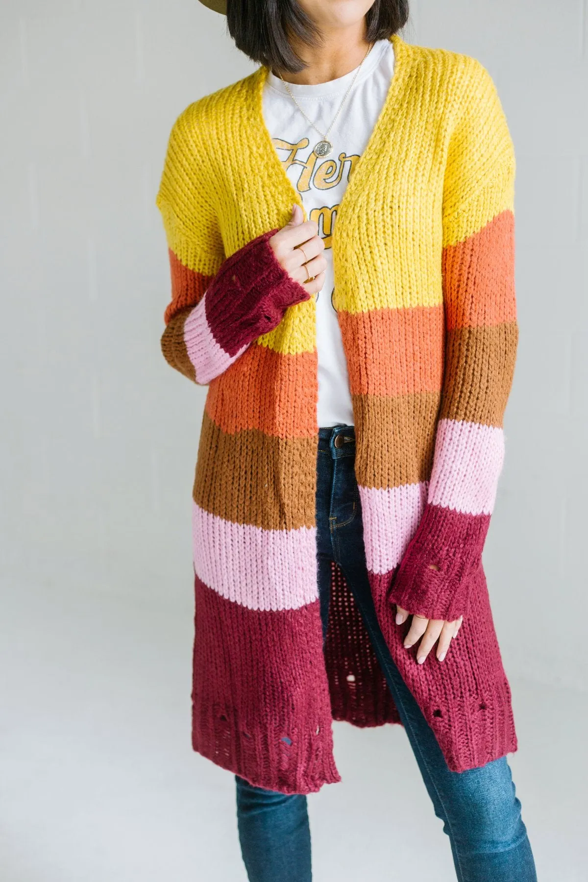 Multi Striped Sweater Cardigan