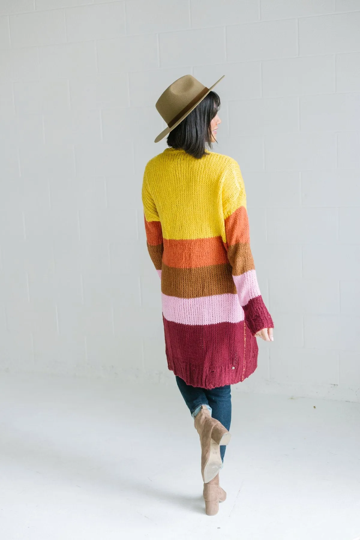 Multi Striped Sweater Cardigan