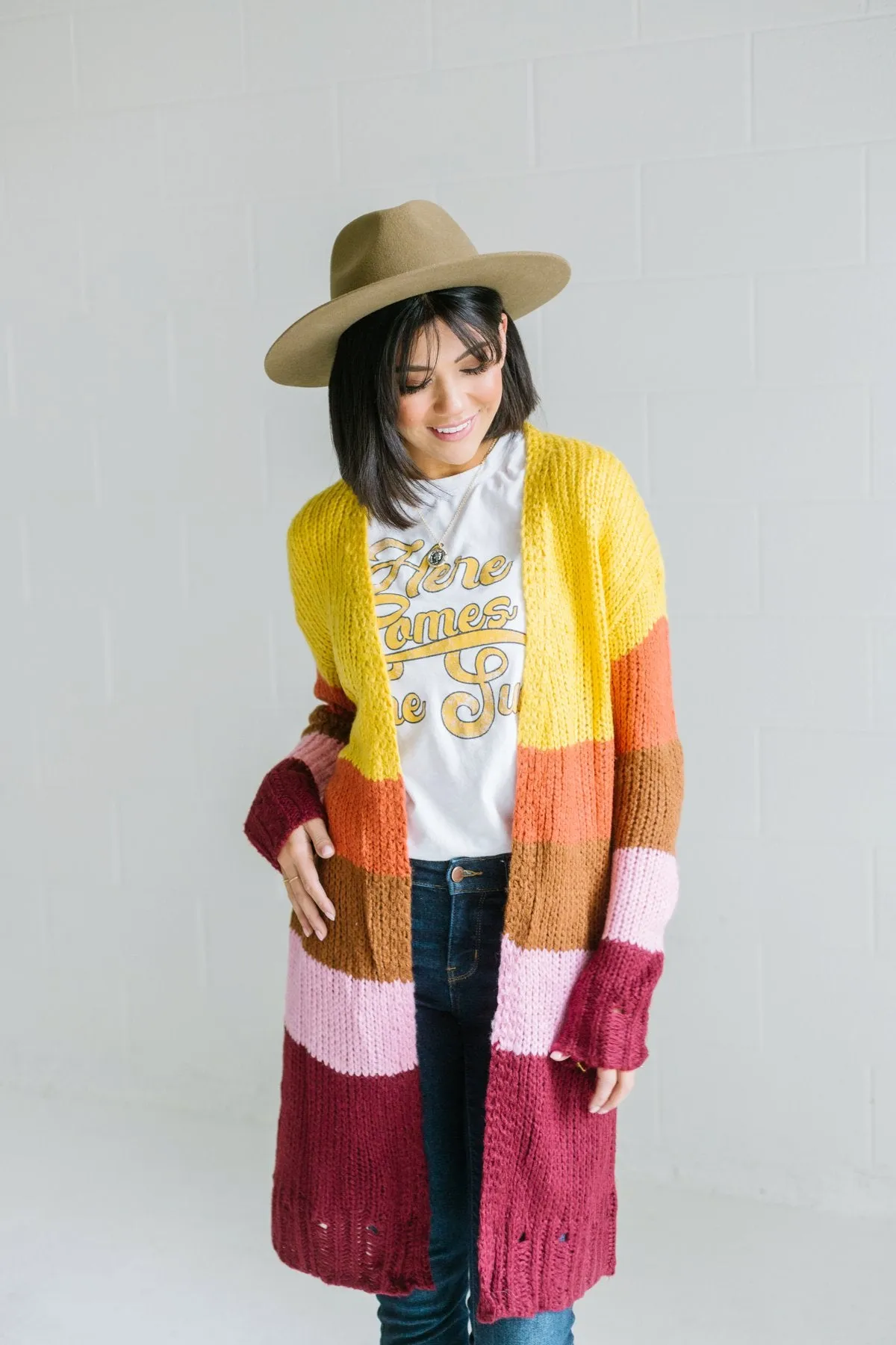 Multi Striped Sweater Cardigan