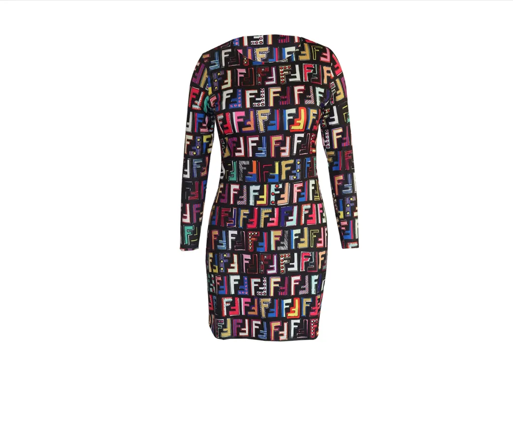 Multicolor Print Nightclub Dress