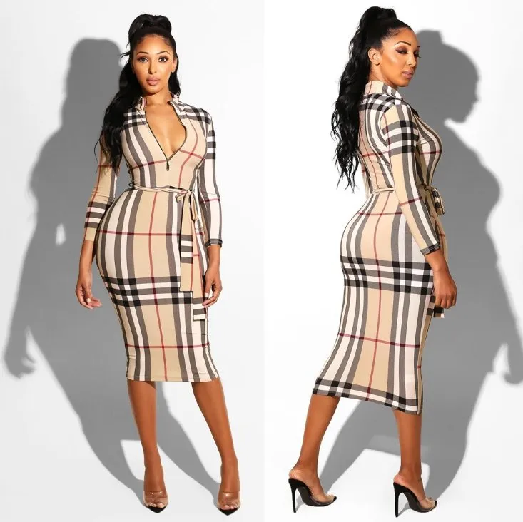Multicolor zipper Neck Party  Bodycon Dress