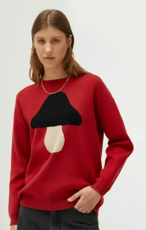 Mushroom Graphic Print Knit Sweater