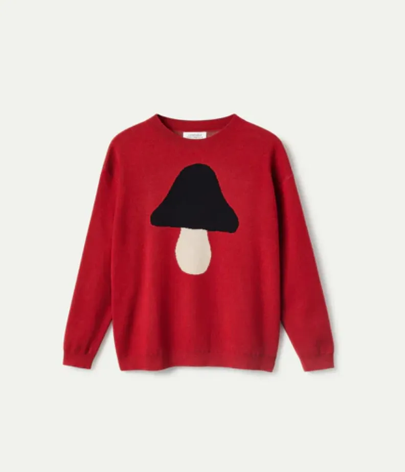 Mushroom Graphic Print Knit Sweater