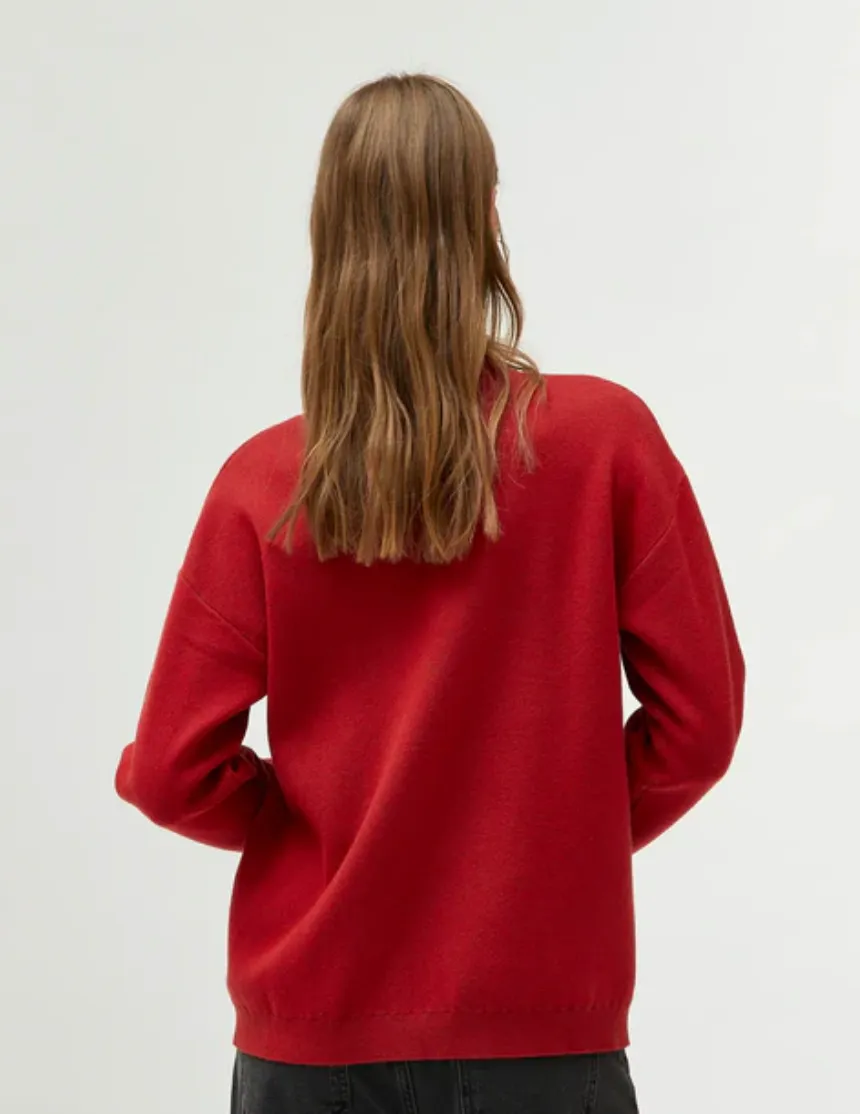 Mushroom Graphic Print Knit Sweater