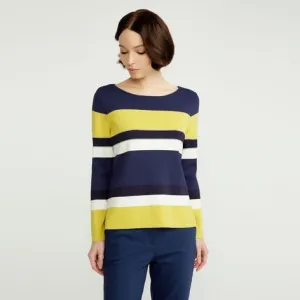 Navy and Mimosa Colour Block Sweater