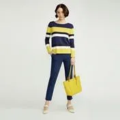 Navy and Mimosa Colour Block Sweater