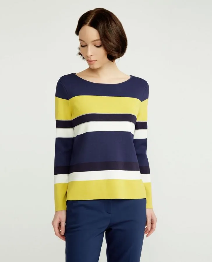 Navy and Mimosa Colour Block Sweater