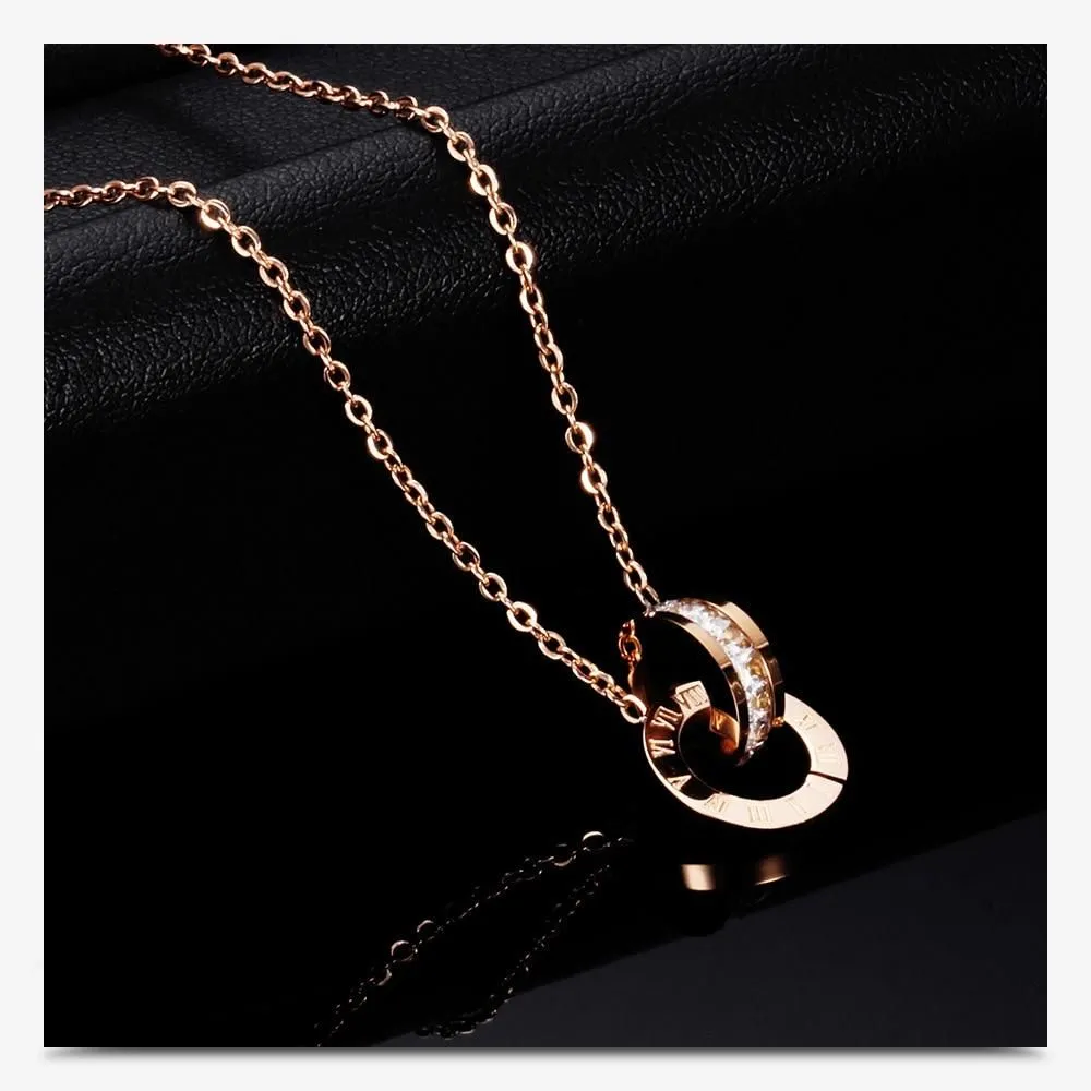 Necklaces Charm Jewelry Roman Numeral Double Pendant Fashion