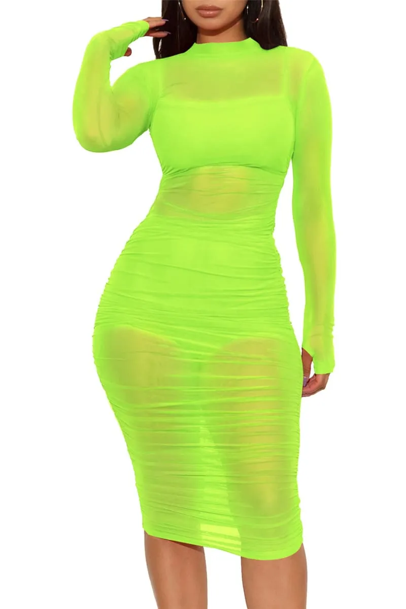 Neon Lime Green Mesh See Trough dress
