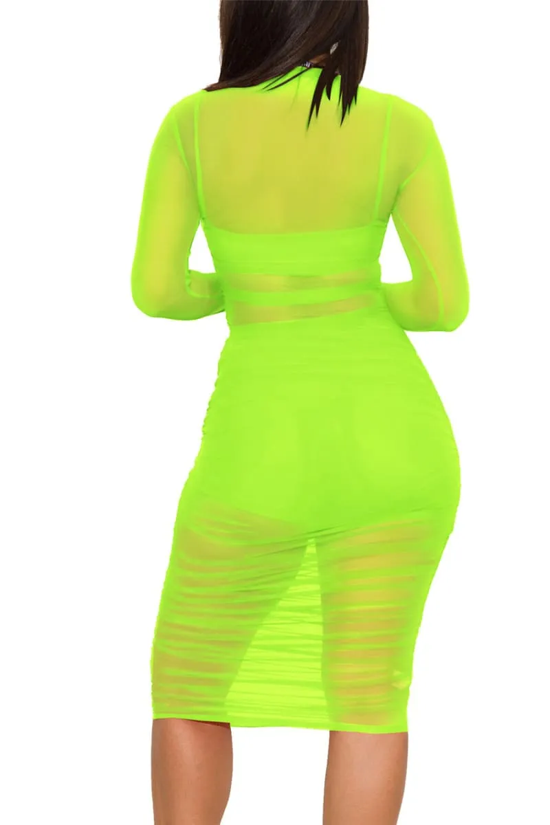 Neon Lime Green Mesh See Trough dress