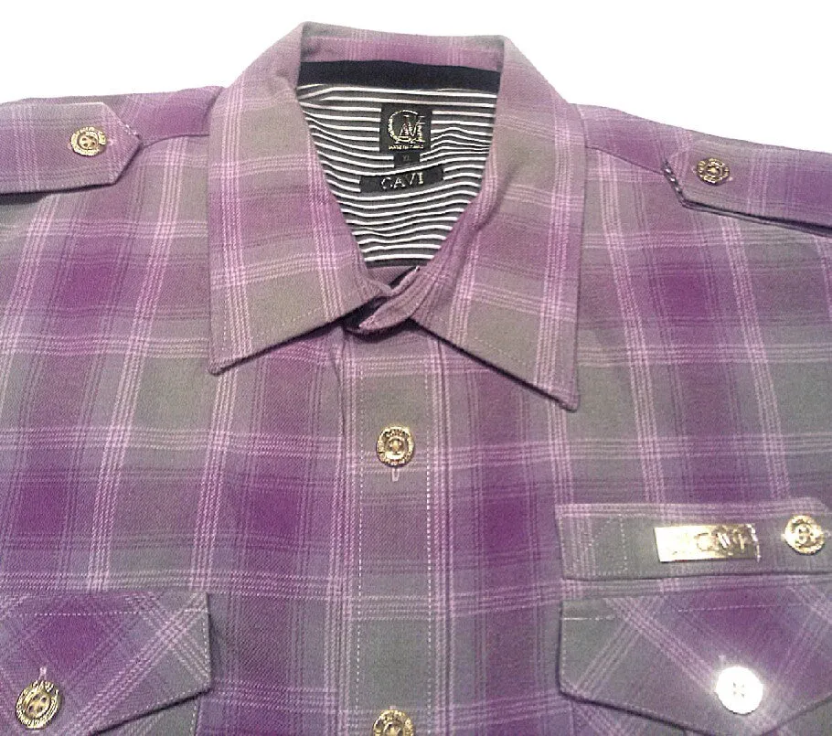 New- CAVI Purple/Gray Plaid 'Urban Style' Fashion Shirt- size XL