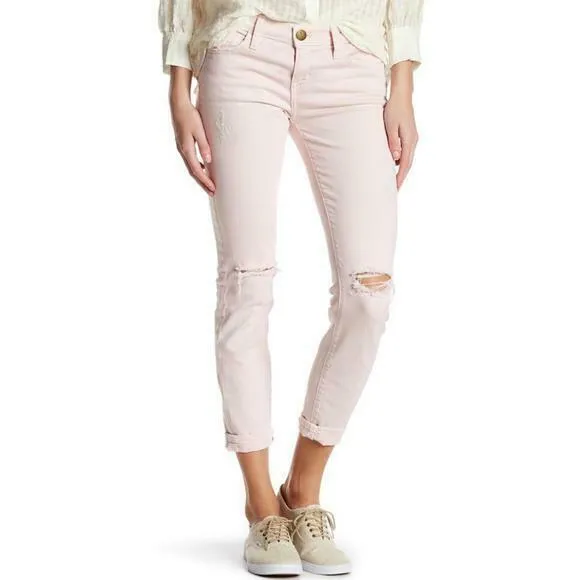 NEW CURRENT/ELLIOTT BOYFRIEND Jean Pant 27 ROSE SMOKE DESTROY Pink NWT