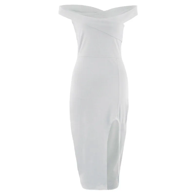 New sexy solid color hanging arm topless split dress