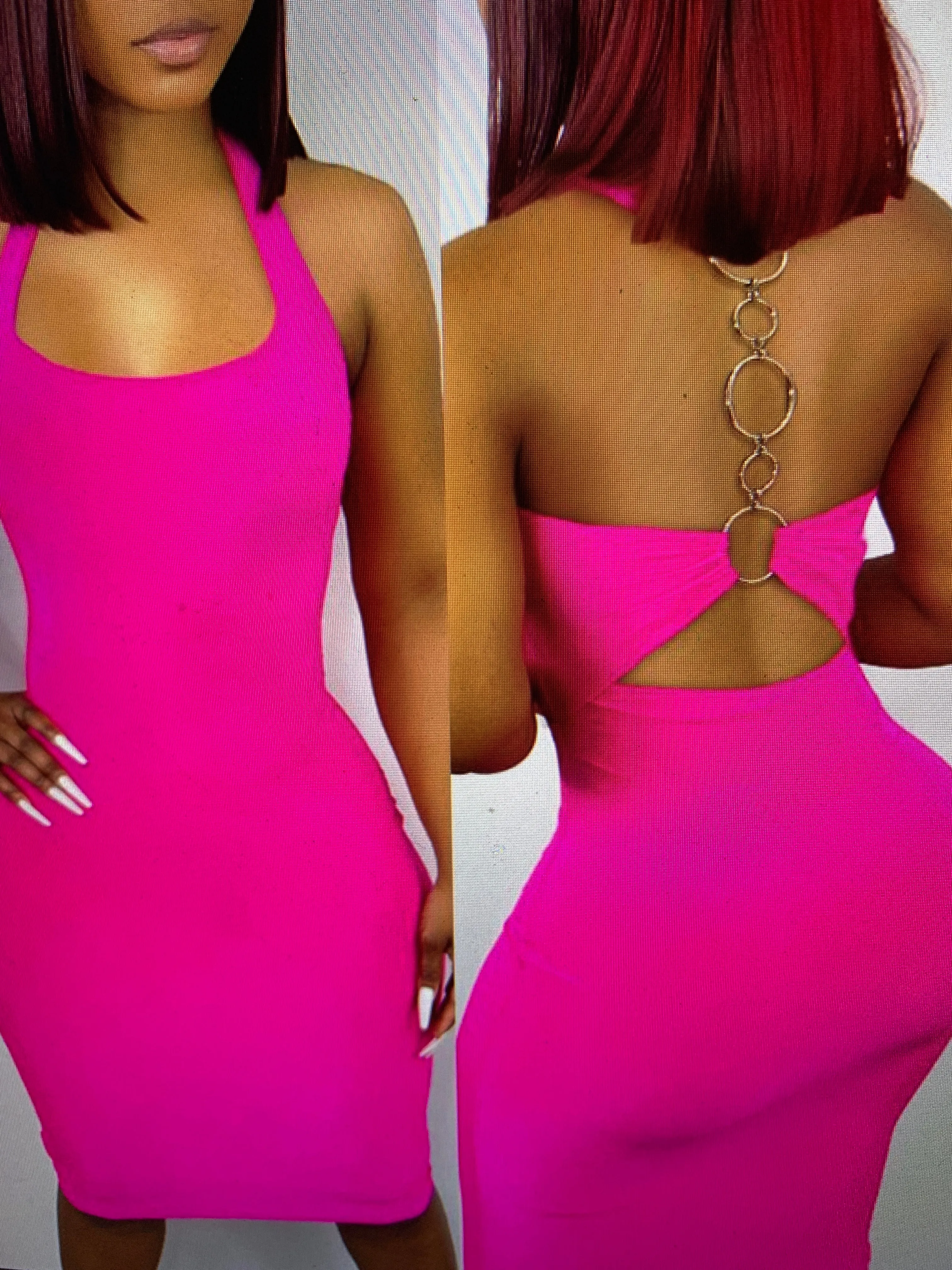 O-Ring Backless Sleeveless Bodycon Dress