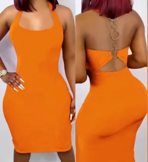 O-Ring Backless Sleeveless Bodycon Dress