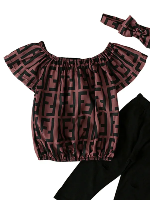 Off-Shoulder Abstract Top And Legging Set