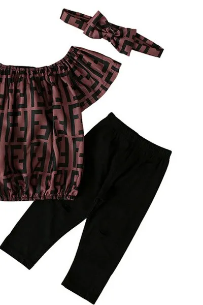 Off-Shoulder Abstract Top And Legging Set