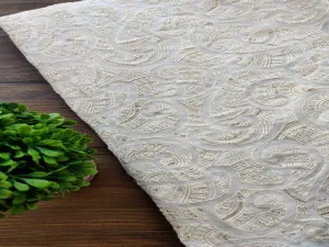 Off White Abstract Dyeable Lakhnawi Embroidered Georgette Fabric (Wholesale)