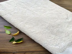 Off White Paisleys Dyeable Lakhnawi Embroidered Georgette Fabric (Wholesale)