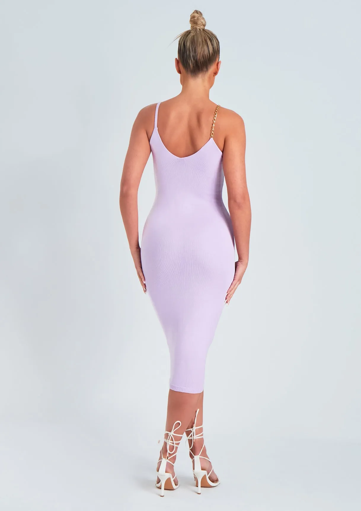 Olivia Lilac Chain Strap Knitted Midi Dress