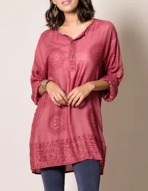 Om Print Tunic - Red