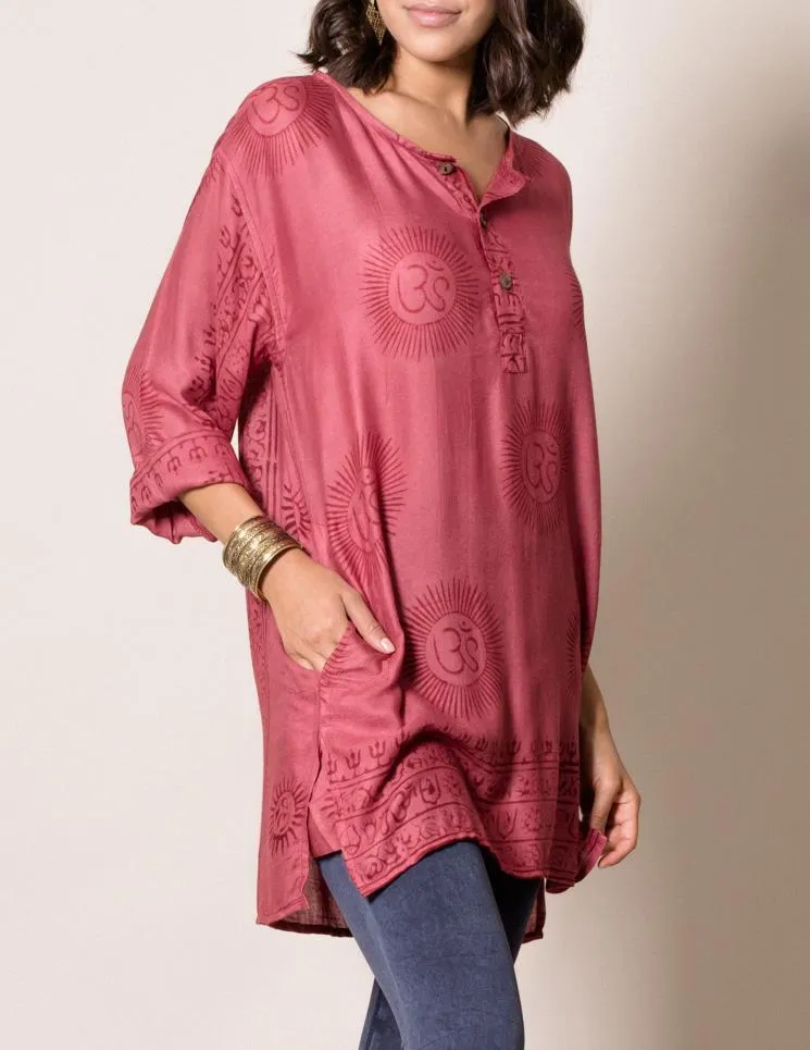 Om Print Tunic - Red