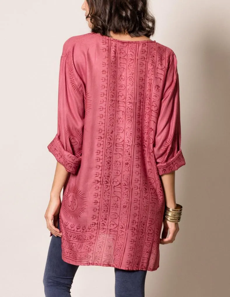 Om Print Tunic - Red
