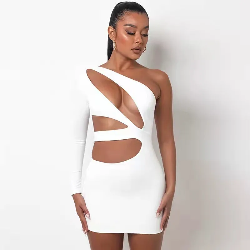 One Shoulder Cut Out Mini Dress