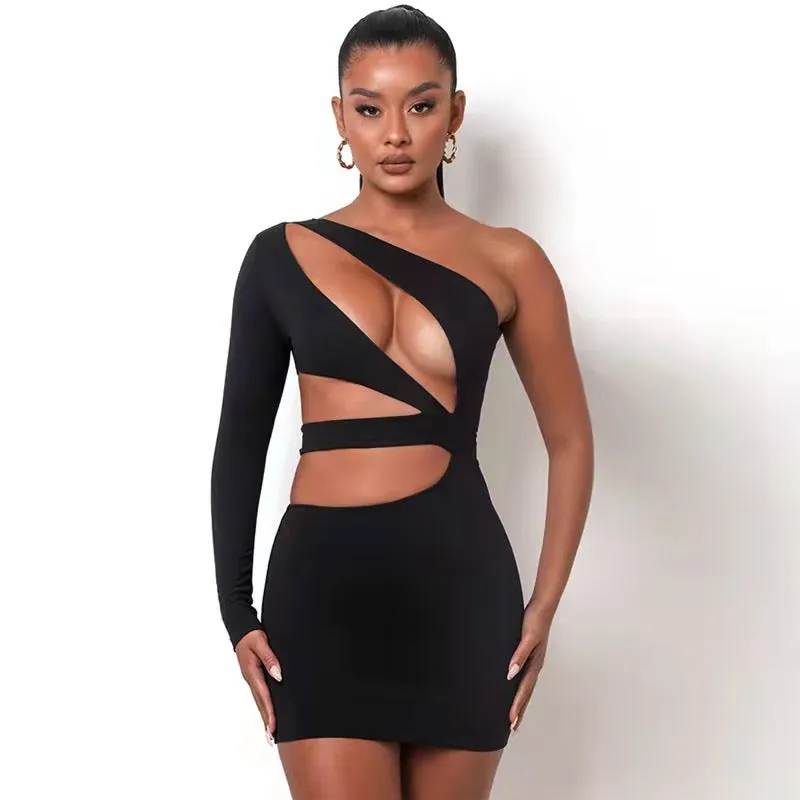 One Shoulder Cut Out Mini Dress