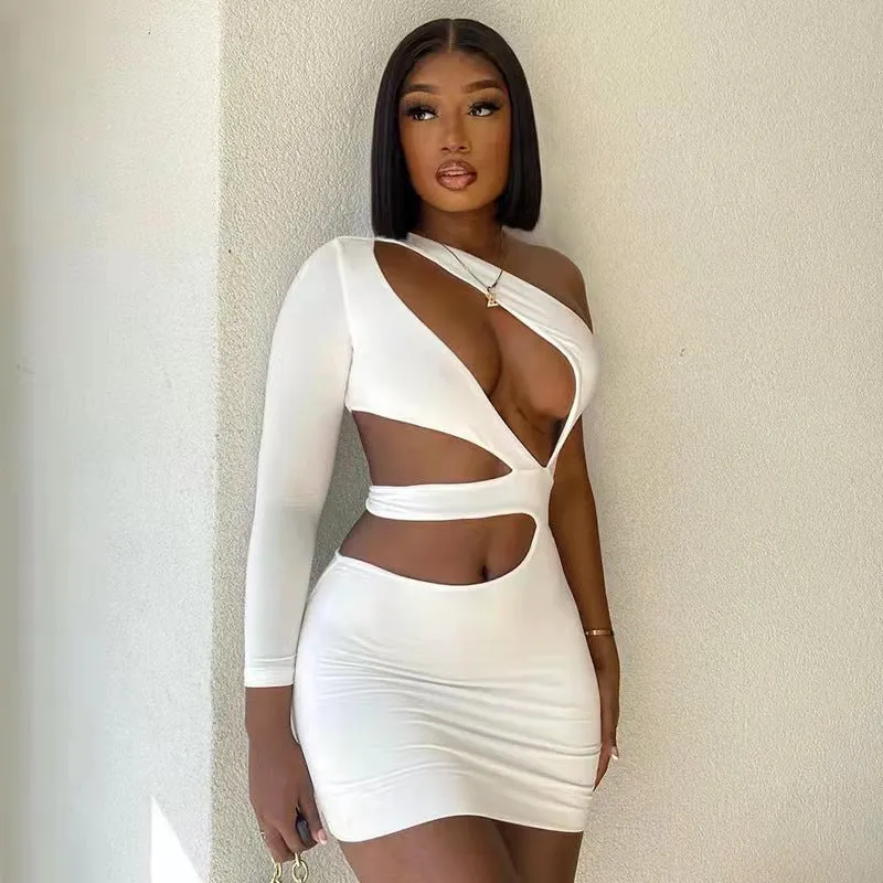 One Shoulder Cut Out Mini Dress