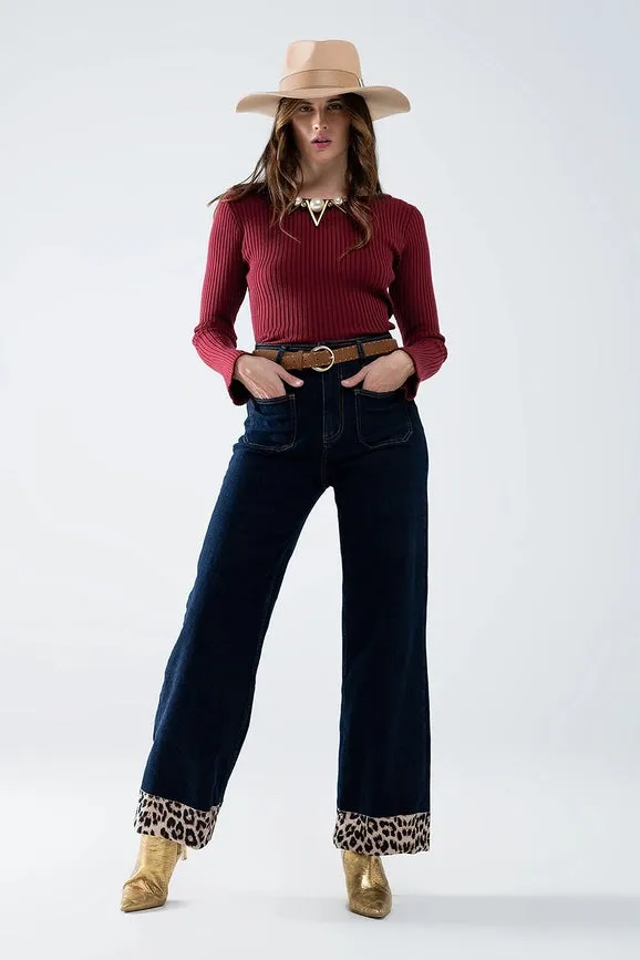Open Back Burgundy Ribbed Sweater