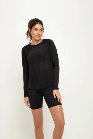 OPEN MESH LONG T-SHIRT BLK