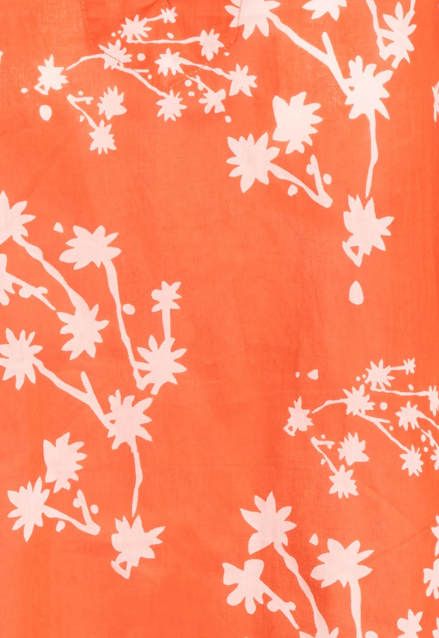 Orange Petite Floral Ruffle Neck Top