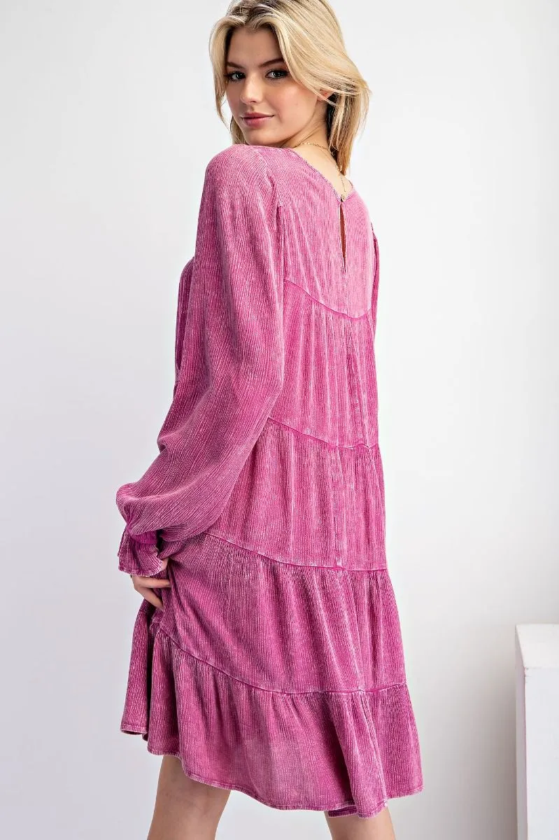 Orchid Mineral Washed Tiered Dress