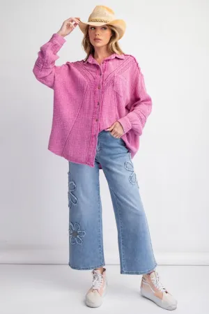Orchid Washed Crochet Cotton Top