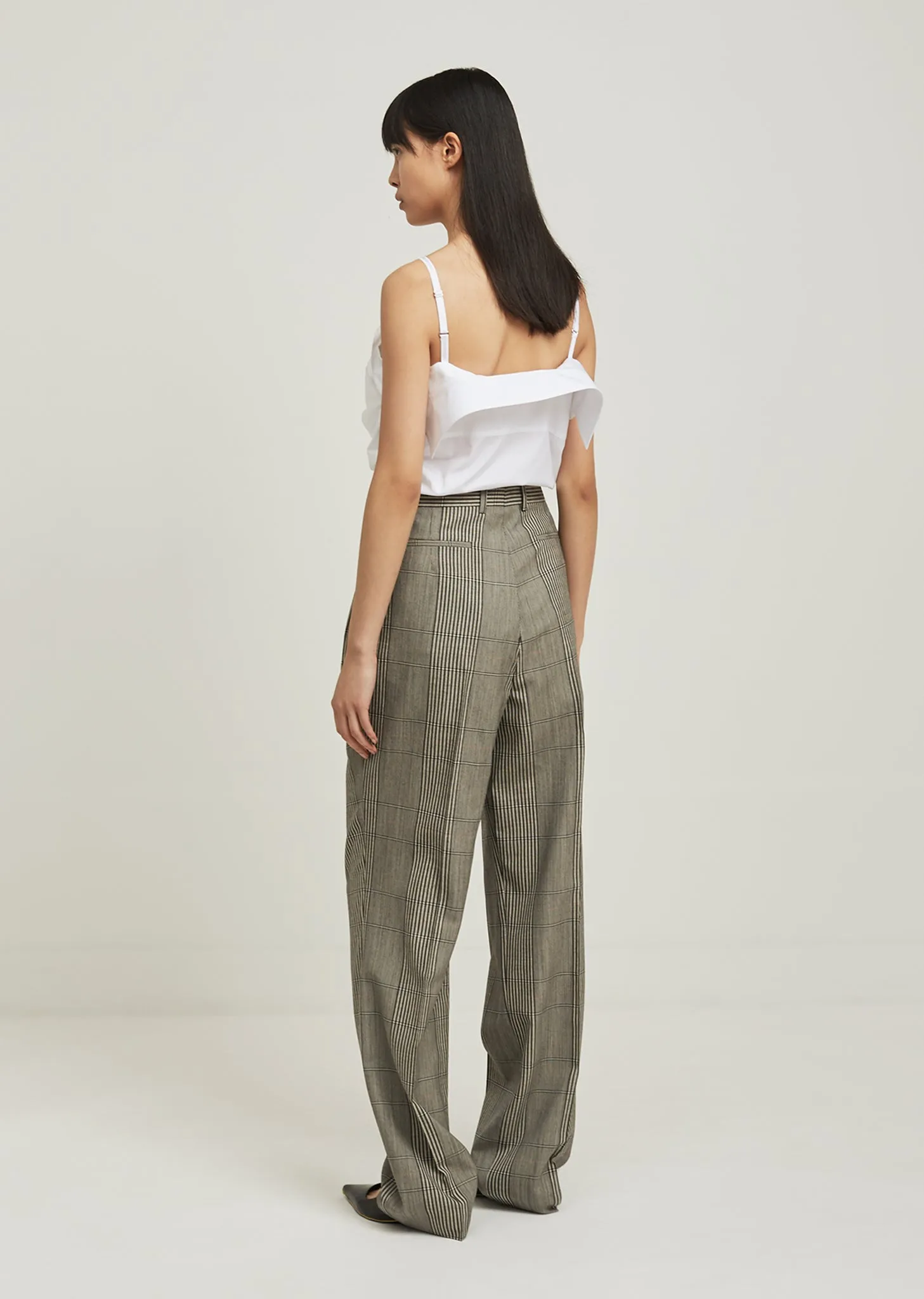 Over Check Wool Trouser