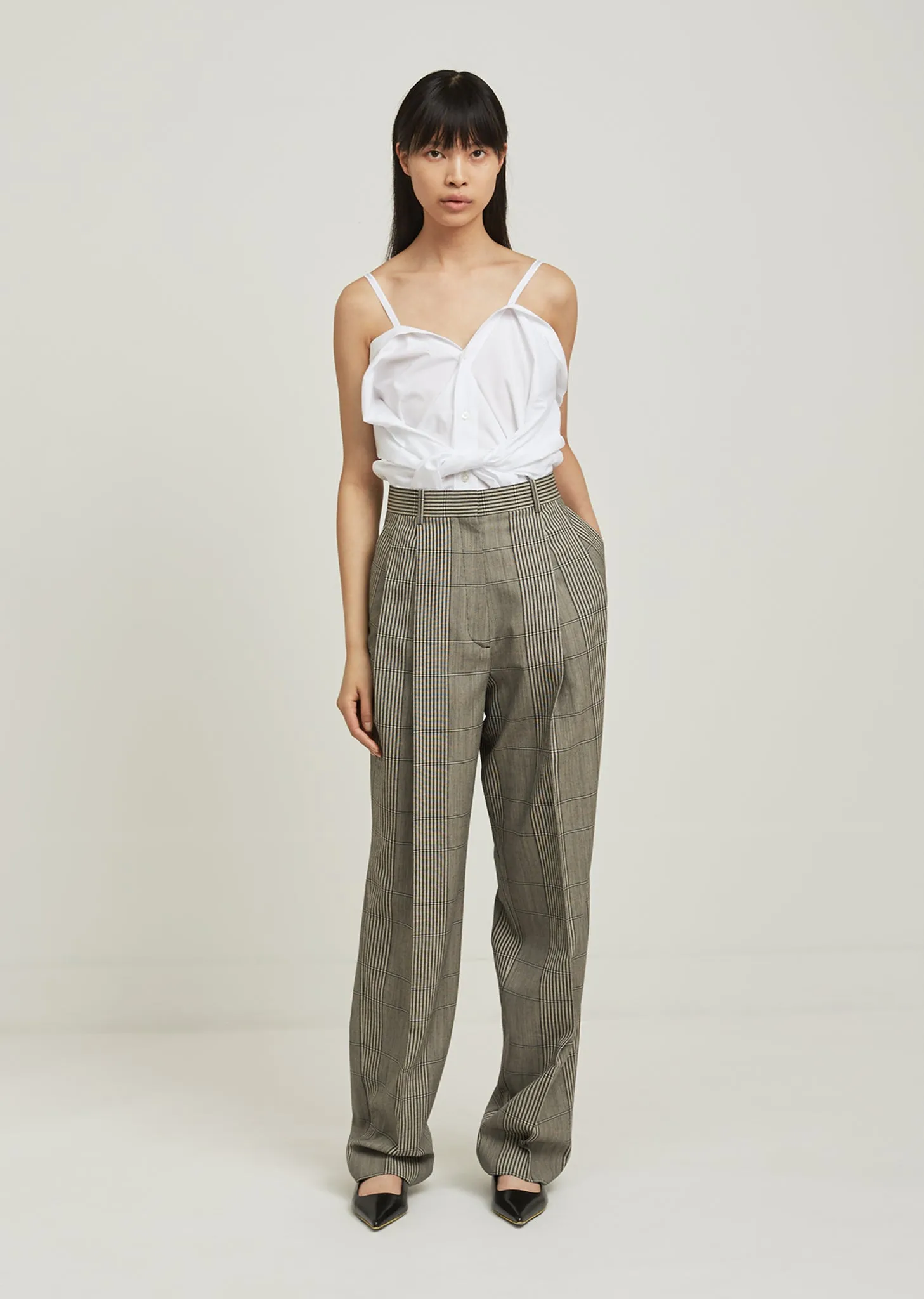 Over Check Wool Trouser