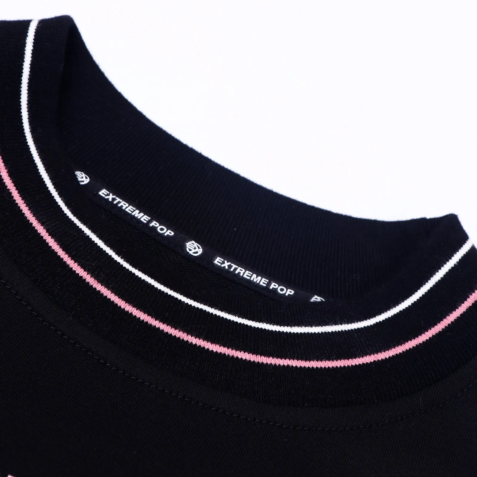 Oversize Womens Cotton French Terry Stretch Round Neck Sweatshirt Ladies Jumper Sweater S M L XL Pink Black Navy