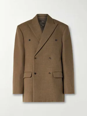 Oversized double-breasted wool-twill blazer
