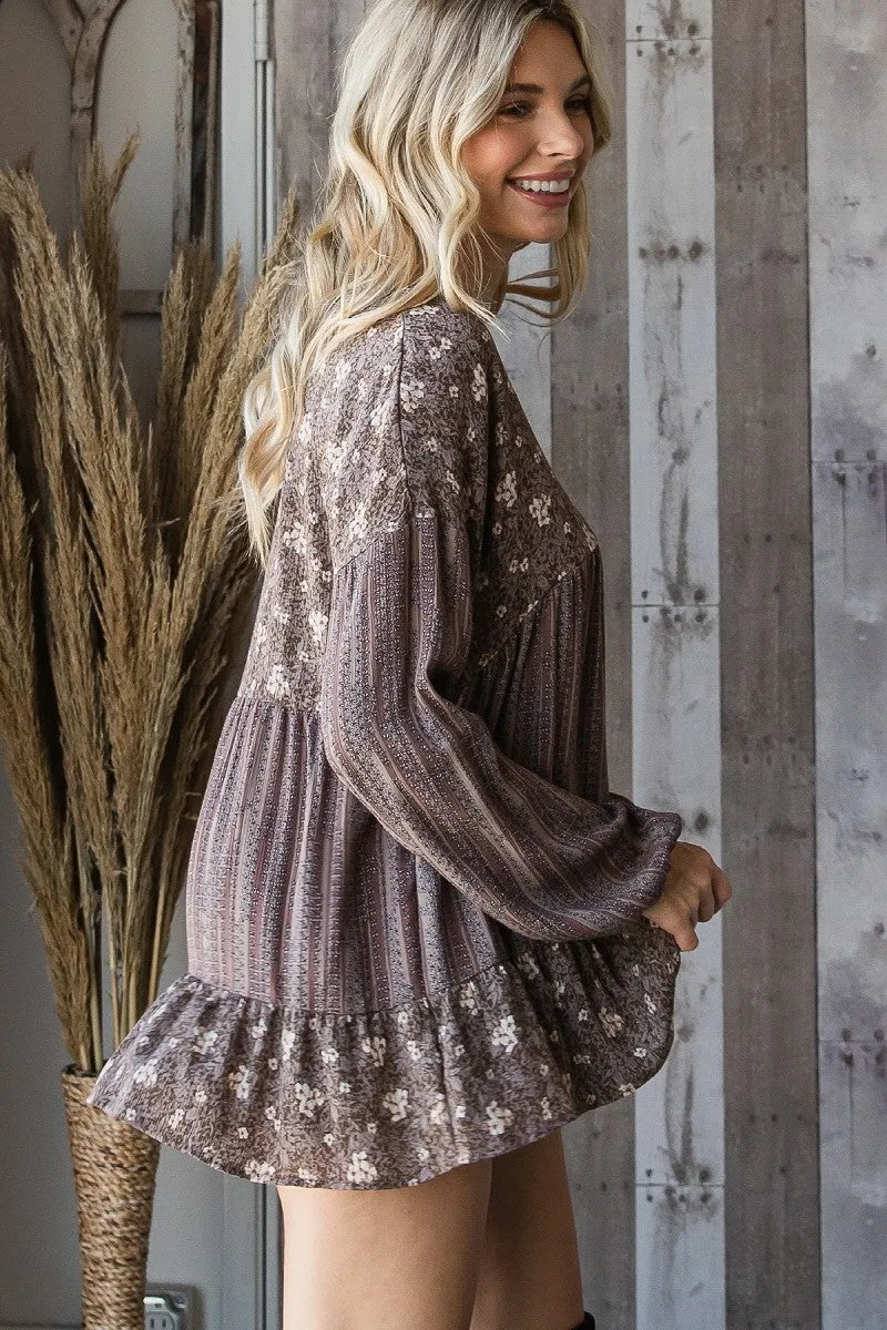 Oversized Empire Peasant Floral Top