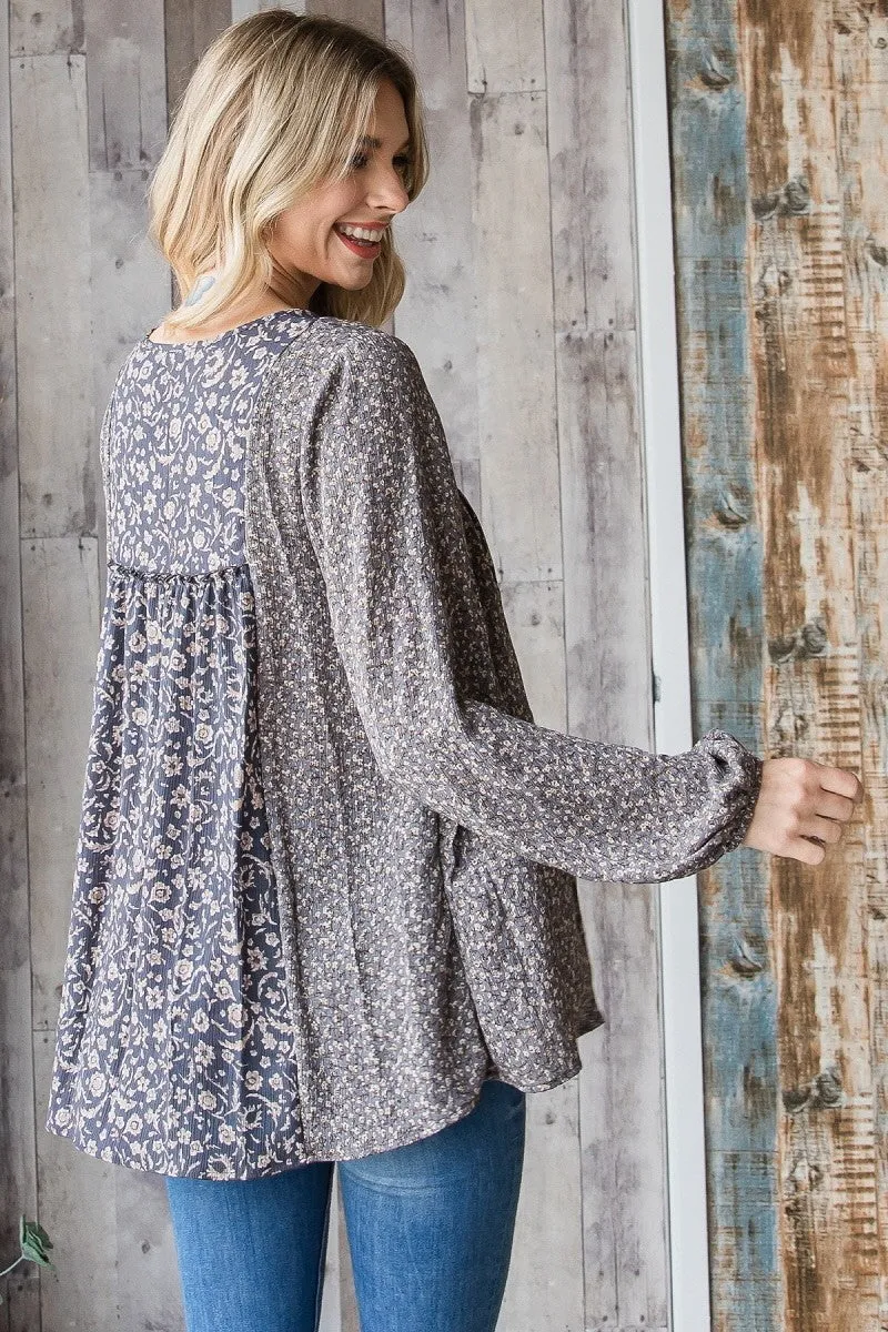 Oversized Floral Peasant Top