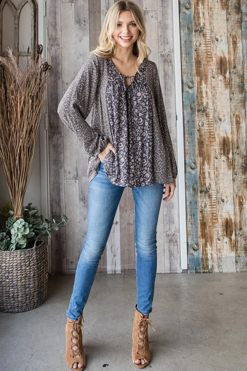 Oversized Floral Peasant Top