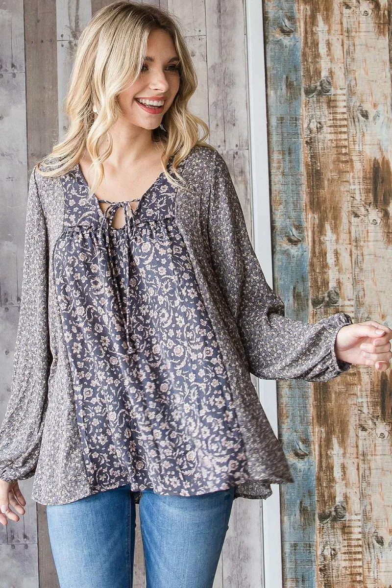 Oversized Floral Peasant Top