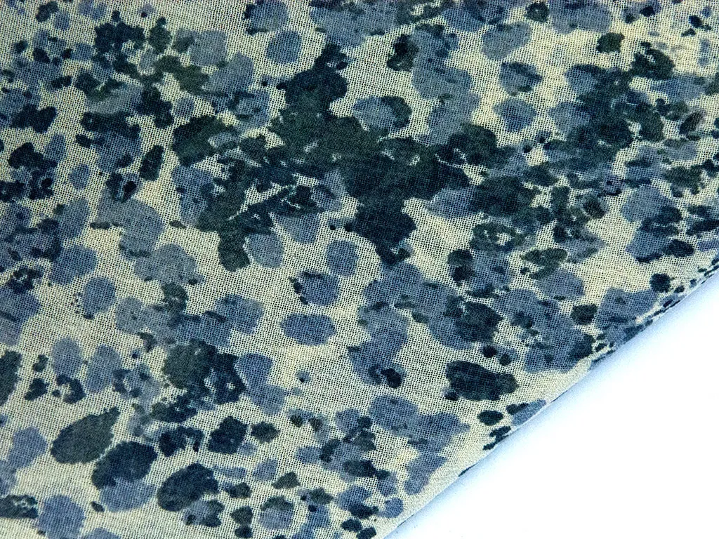 Package of 2 Meter Light Beige Blue Abstract Printed Georgette Fabric