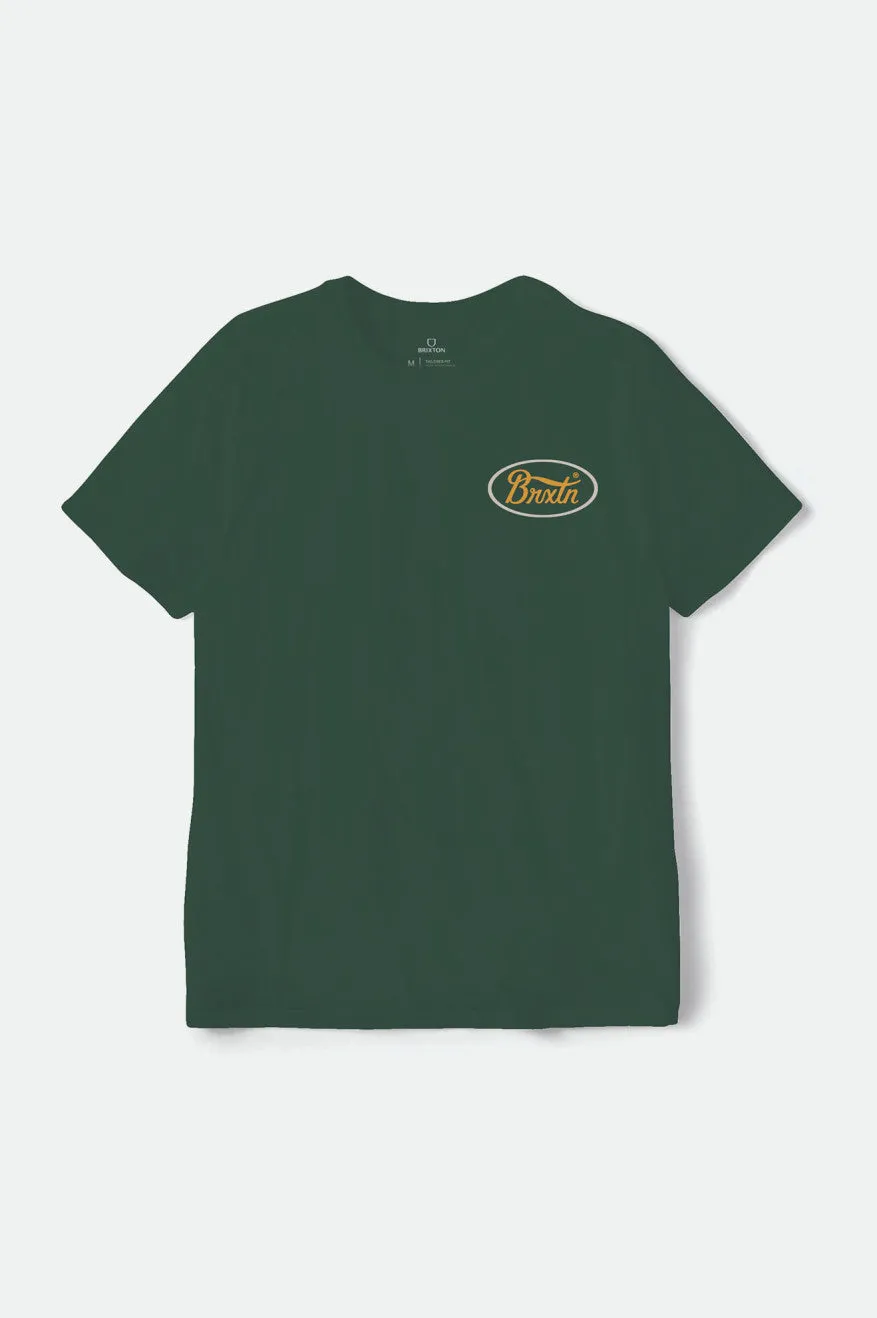 Parsons S/S Tailored Tee - Pine Needle/Bright Gold/Beige