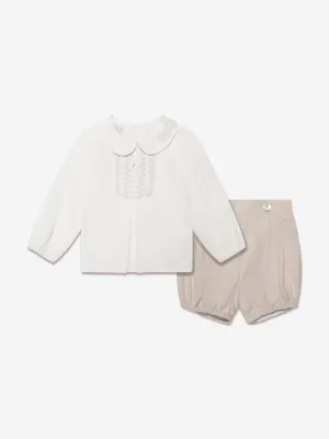 Paz Rodriguez Baby Boys Outfit Set in Beige