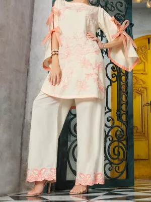 Peach Cotton/Dobby Net Tunic - AL-LK-720